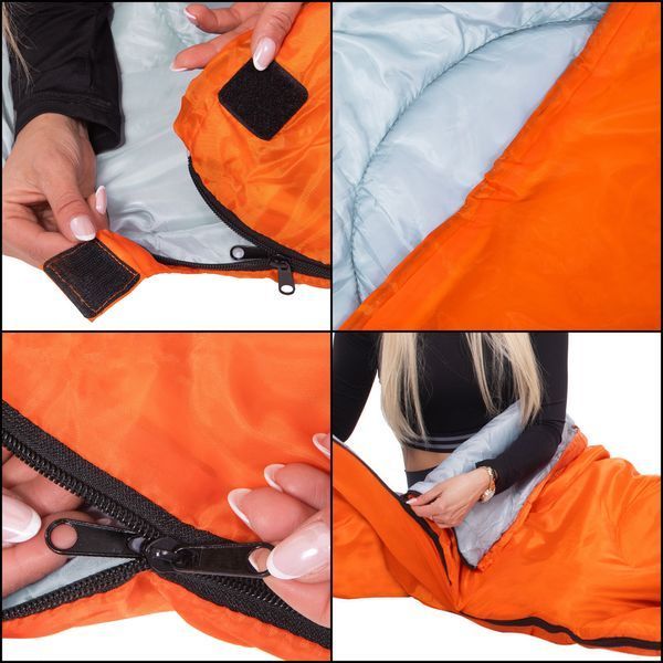 Springos CS0120 sleeping bag, 2 in 1, +8&hellip;+20 &deg;C, orange/grey