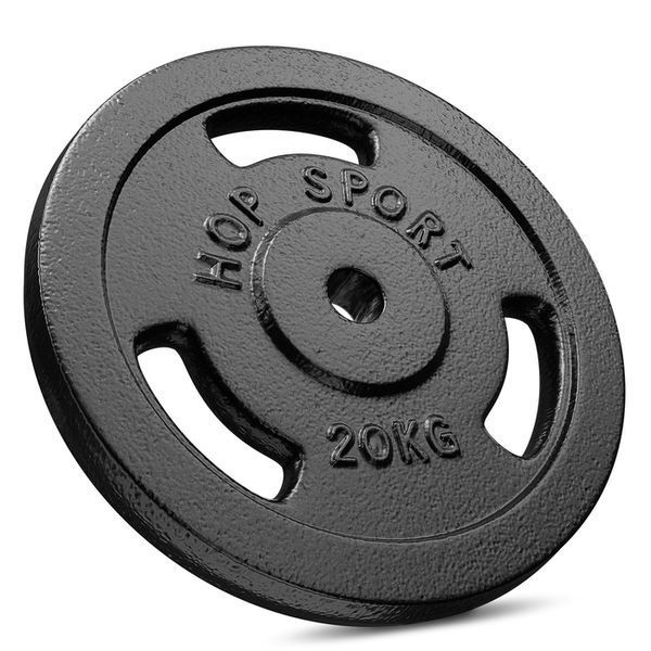 Hop-Sport Strong Cast Iron Weight Plate Set, Black, 1.25&ndash;20 kg, 2 &times; 20 kg