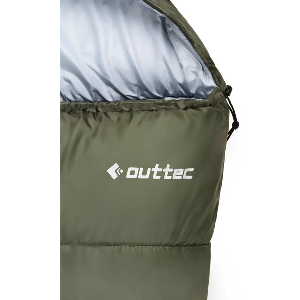 Outtec Mummy cocoon sleeping bag, mid-season, khaki