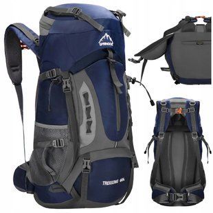 Springos CS0129 Hiking Backpack, 60 L, Navy Blue/Grey