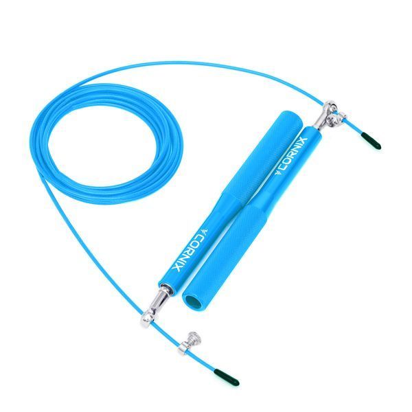 Скакалка для кроссфита Cornix Speed Rope XR-0157 с подшипниками, голубая &mdash; фото