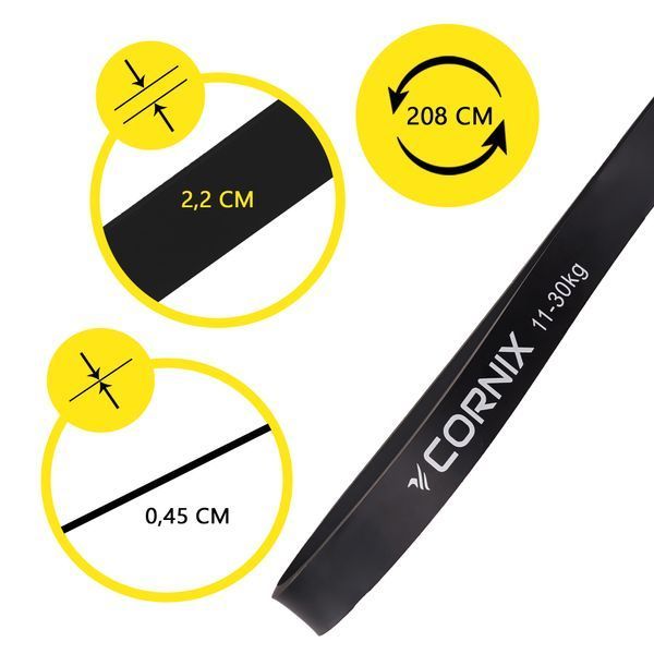 Cornix Power Band XR-0059 Resistance Loop Band, 22 mm, 11-30 kg Resistance, Black