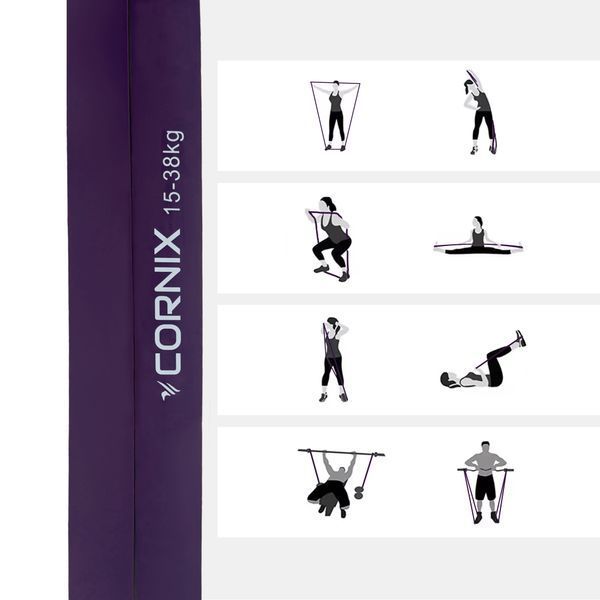 Cornix Power Band XR-0060 Resistance Loop, 32 mm, 15-38 kg resistance, purple