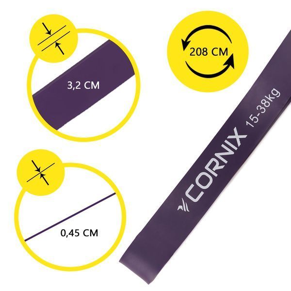 Cornix Power Band XR-0060 Resistance Loop, 32 mm, 15-38 kg resistance, purple