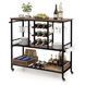 Costway WineCart serving cart with wine rack and loft-style drawers, brown