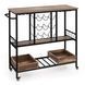 Costway WineCart serving cart with wine rack and loft-style drawers, brown