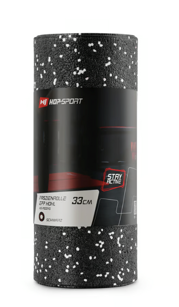 Роллер масажер (валик, ролик) гладкий Hop-Sport EPP 33 см HS-P033YG, чорно-білий