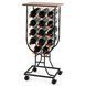 Costway Mobile Sommelier wine rack on wheels, glass-shaped, for 14 bottles, brown