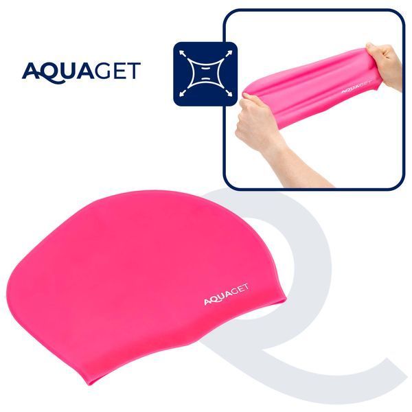 Aquaget AQ0032 Swim Cap for Long Hair, Pink