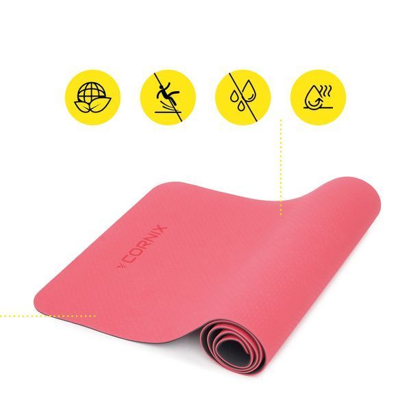 Килимок спортивний Cornix TPE 183 &times; 61 &times; 0.6 см для йоги та фітнесу XR-0006 Red/Black &mdash; фото