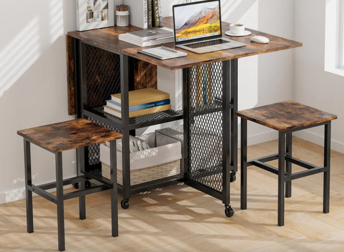 Costway Design Folding Dining Table and Chairs Set in Loft Style
