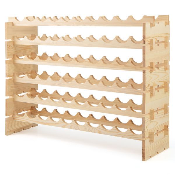 Costway Modular Pine Wooden Wine Rack for 60 Bottles