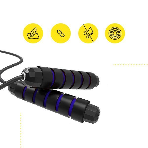 Cornix Speed Rope Classic XR-0147 CrossFit Jump Rope with Bearings, Black/Blue