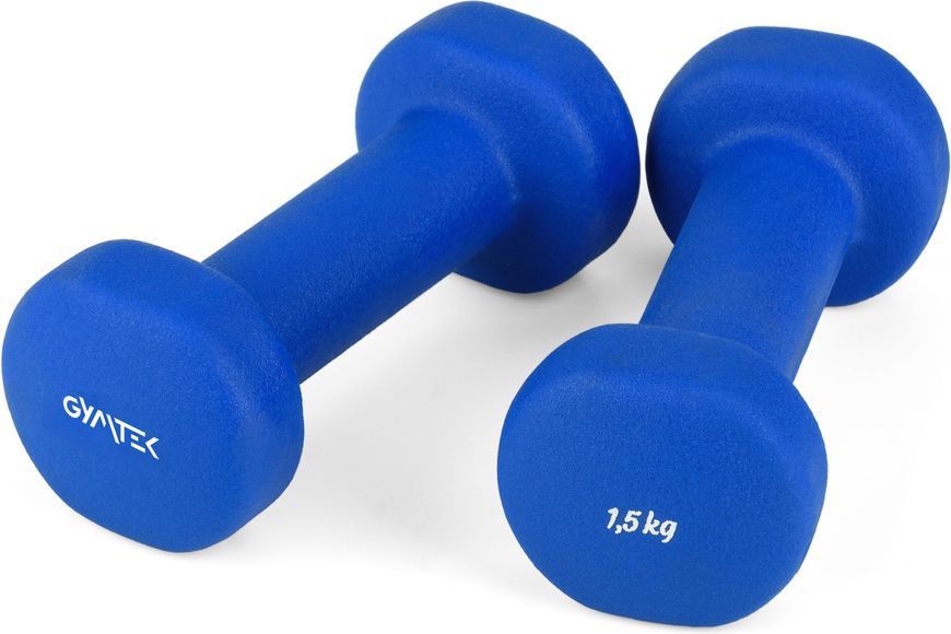 Гантелі для фітнесу неопренові Gymtek Queenfit 2 &times; 1,5 кг, 1.5 кг, світло-синій