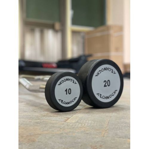 Technogym Fixed Curved Barbell, W-Shaped, with Rubber Coating, 10&ndash;50 kg, 50 кг