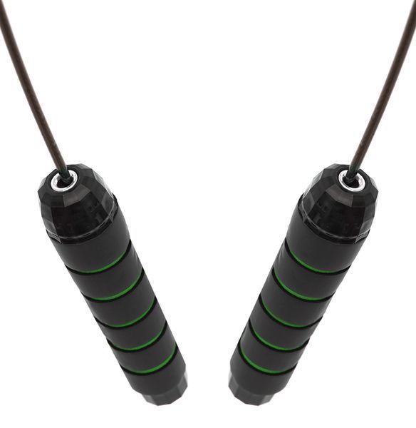 Скакалка для кроссфита Cornix Speed Rope Classic XR-0148 с подшипниками, черная/зеленая &mdash; фото