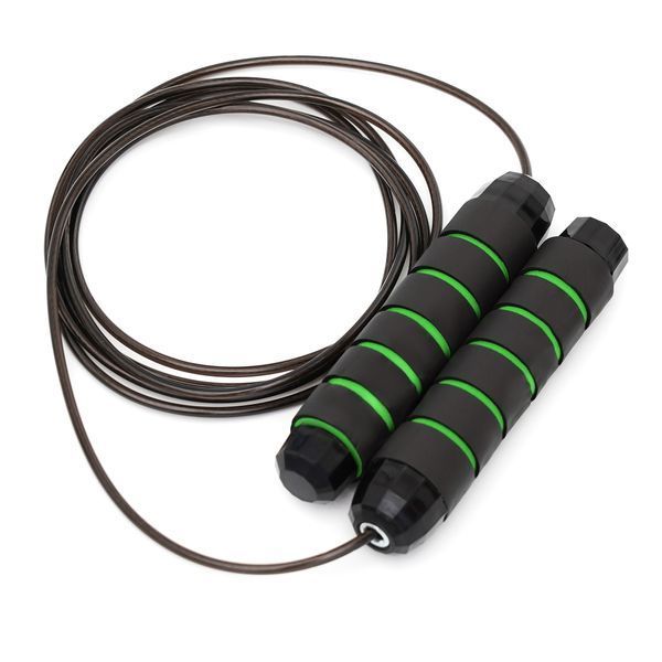 Скакалка для кроссфита Cornix Speed Rope Classic XR-0148 с подшипниками, черная/зеленая &mdash; фото