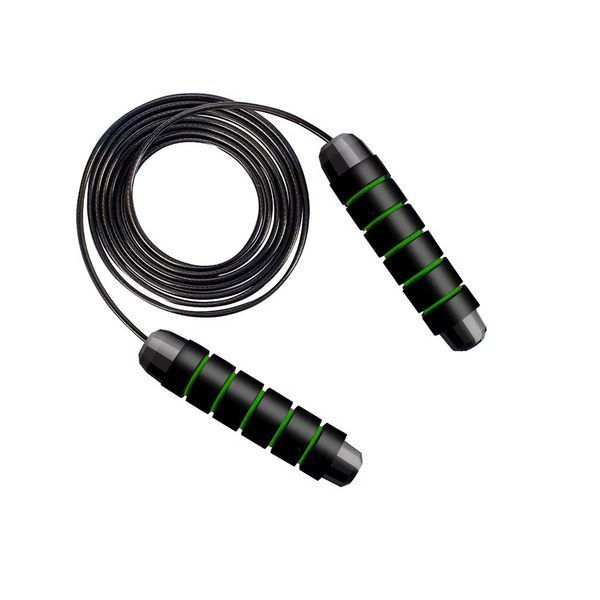 Скакалка для кроссфита Cornix Speed Rope Classic XR-0148 с подшипниками, черная/зеленая &mdash; фото