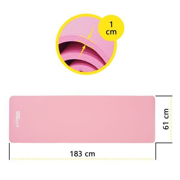 Килимок спортивний Cornix NBR 183 &times; 61 &times; 1 см для йоги та фітнесу XR-0010 Pink &mdash; фото