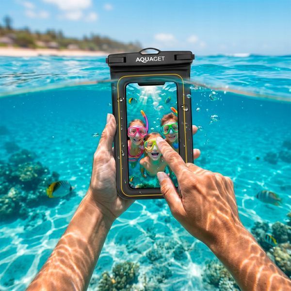 Водонепроницаемый чехол для телефона Aquaget AQ0029 с креплением на руку, IPX8, черный &mdash; фото