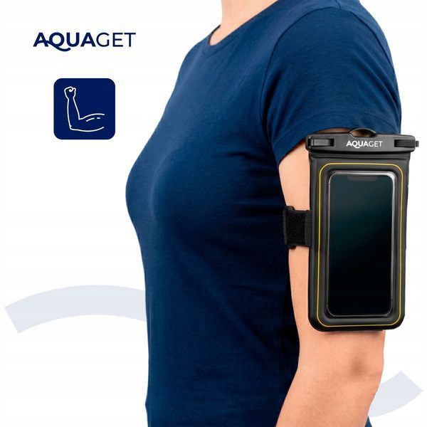 Водонепроницаемый чехол для телефона Aquaget AQ0029 с креплением на руку, IPX8, черный &mdash; фото