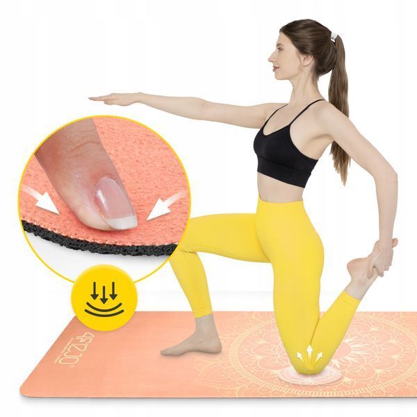Спортивный коврик (мат) 4FIZJO замшевый 183 &times; 61 &times; 0.15 см для йоги и фитнеса Orange &mdash; фото