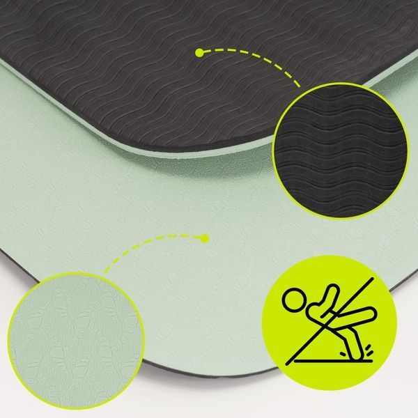 Actiget TPE Sports Mat 183 &times; 61 &times; 0.6 cm for Yoga and Fitness ACT0022 Mint/Black