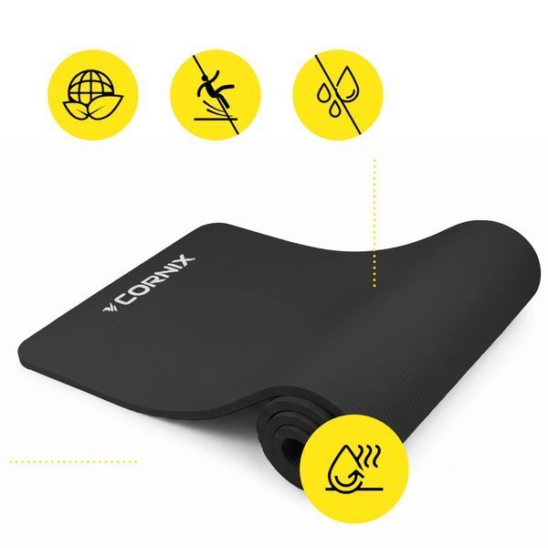 Cornix NBR sports mat 183 &times; 61 &times; 1.5 cm for yoga and fitness XR-0495 Black