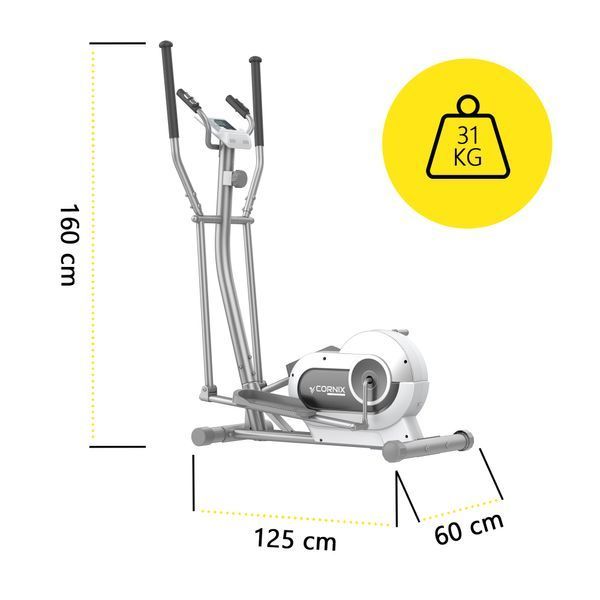 Cornix Fiona magnetic elliptical trainer, up to 130 kg, white/grey