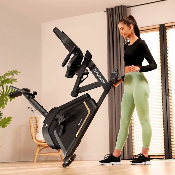 Hop-Sport HS-120L Ravel Recumbent Exercise Bike, Electromagnetic, Up to 120 kg, Black and Gold