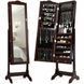 Costway Antique Floor-Standing Jewelry Cabinet Mirror, Brown